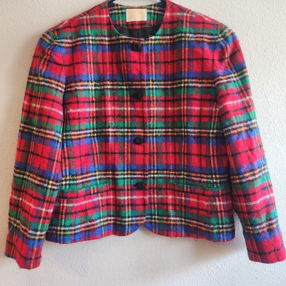 Vintage Pendleton Jacket Womens 18 Red Plaid Wool Blazer Made USA 90s Classic